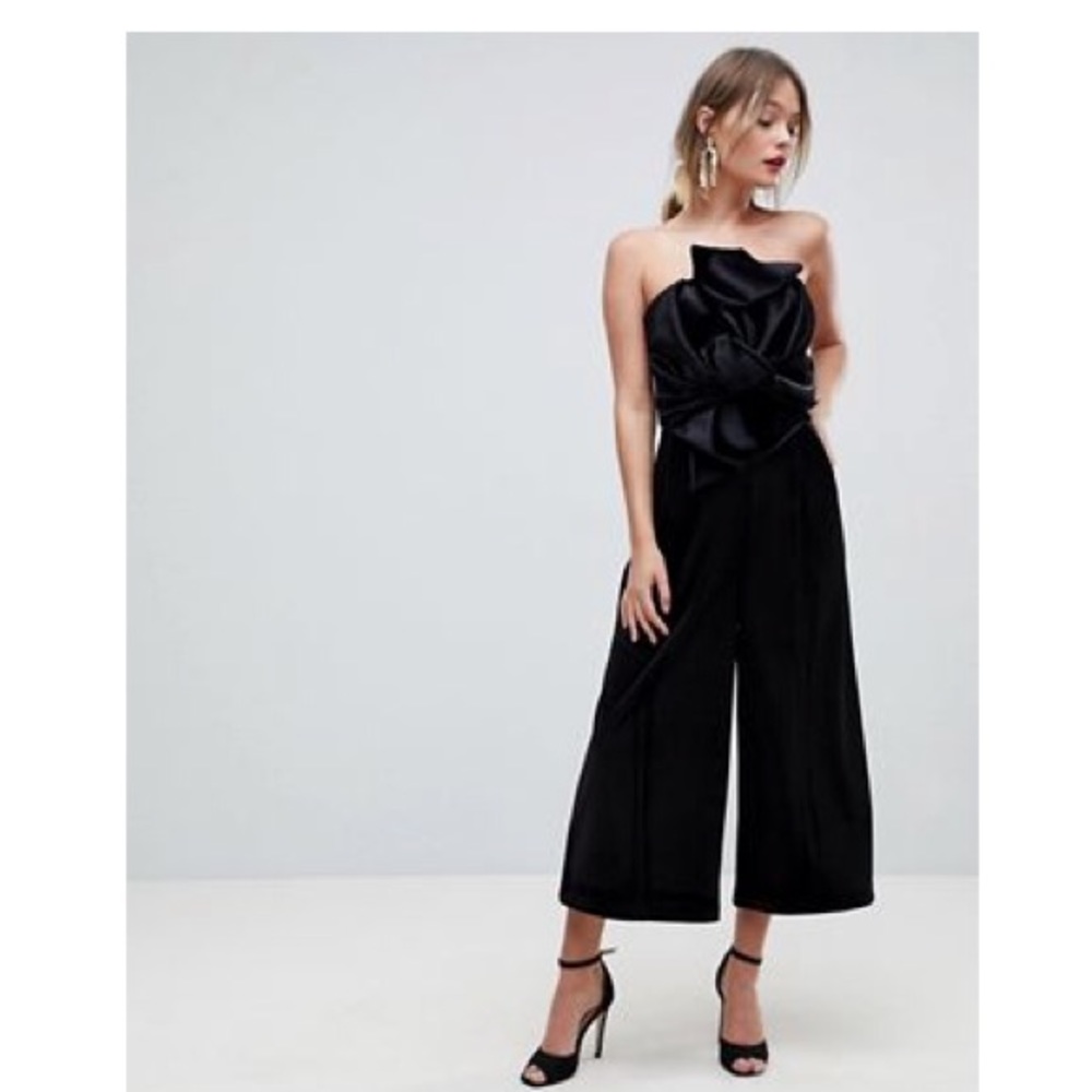 Asos black velvet jumpsuit